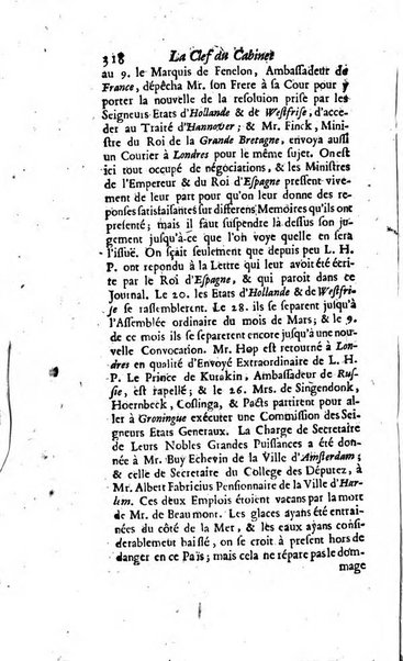 La clef du cabinet des princes de l'Europe ou recueil historique et politique sur les matières du tems