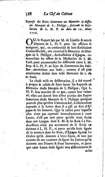 La clef du cabinet des princes de l'Europe ou recueil historique et politique sur les matières du tems