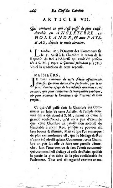 La clef du cabinet des princes de l'Europe ou recueil historique et politique sur les matières du tems