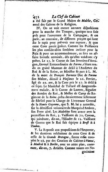 La clef du cabinet des princes de l'Europe ou recueil historique et politique sur les matières du tems