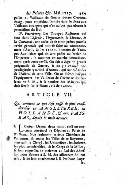 La clef du cabinet des princes de l'Europe ou recueil historique et politique sur les matières du tems