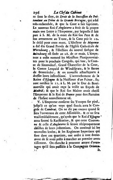 La clef du cabinet des princes de l'Europe ou recueil historique et politique sur les matières du tems