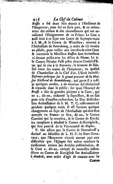 La clef du cabinet des princes de l'Europe ou recueil historique et politique sur les matières du tems