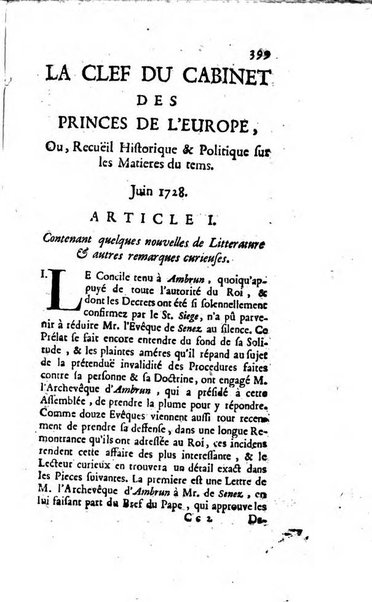 La clef du cabinet des princes de l'Europe ou recueil historique et politique sur les matières du tems