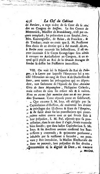 La clef du cabinet des princes de l'Europe ou recueil historique et politique sur les matières du tems