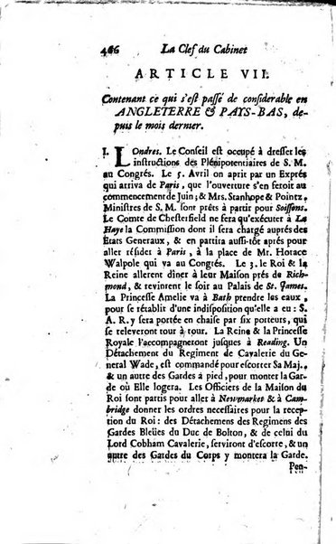 La clef du cabinet des princes de l'Europe ou recueil historique et politique sur les matières du tems