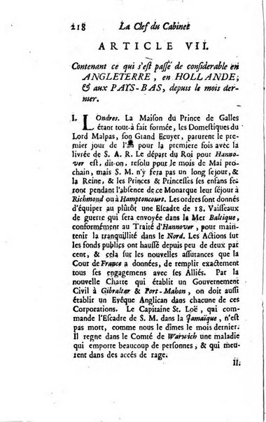 La clef du cabinet des princes de l'Europe ou recueil historique et politique sur les matières du tems