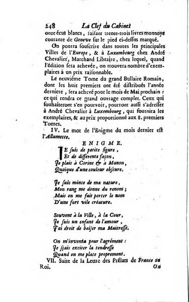 La clef du cabinet des princes de l'Europe ou recueil historique et politique sur les matières du tems