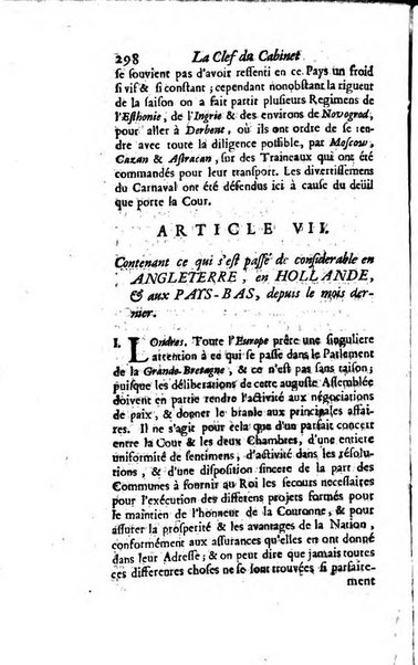 La clef du cabinet des princes de l'Europe ou recueil historique et politique sur les matières du tems