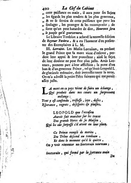 La clef du cabinet des princes de l'Europe ou recueil historique et politique sur les matières du tems