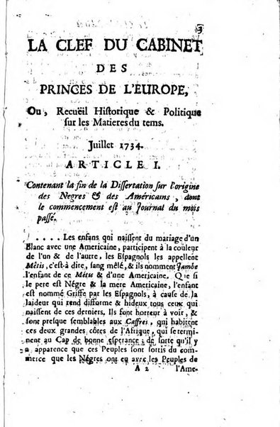 La clef du cabinet des princes de l'Europe ou recueil historique et politique sur les matières du tems