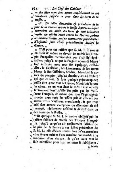 La clef du cabinet des princes de l'Europe ou recueil historique et politique sur les matières du tems