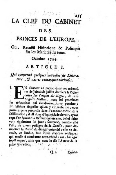 La clef du cabinet des princes de l'Europe ou recueil historique et politique sur les matières du tems