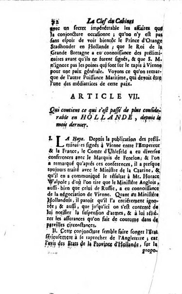 La clef du cabinet des princes de l'Europe ou recueil historique et politique sur les matières du tems