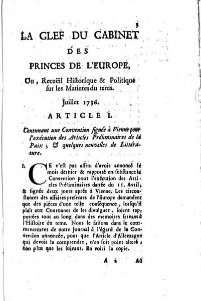 La clef du cabinet des princes de l'Europe ou recueil historique et politique sur les matières du tems