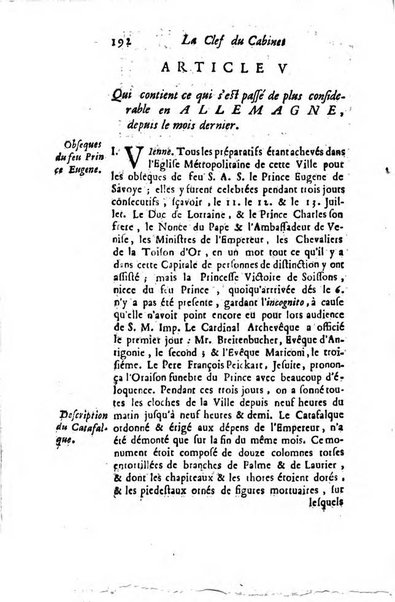 La clef du cabinet des princes de l'Europe ou recueil historique et politique sur les matières du tems