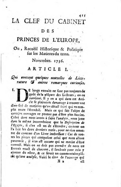 La clef du cabinet des princes de l'Europe ou recueil historique et politique sur les matières du tems