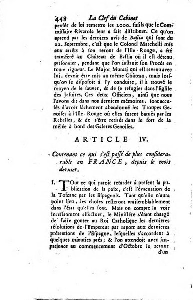 La clef du cabinet des princes de l'Europe ou recueil historique et politique sur les matières du tems