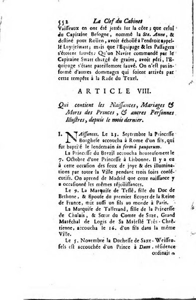 La clef du cabinet des princes de l'Europe ou recueil historique et politique sur les matières du tems