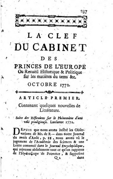 La clef du cabinet des princes de l'Europe ou recueil historique et politique sur les matières du tems