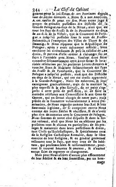 La clef du cabinet des princes de l'Europe ou recueil historique et politique sur les matières du tems