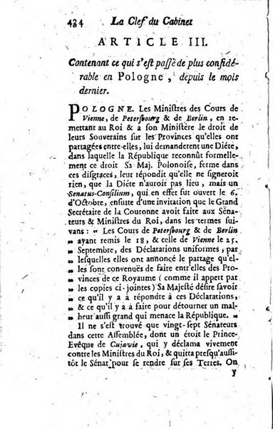 La clef du cabinet des princes de l'Europe ou recueil historique et politique sur les matières du tems