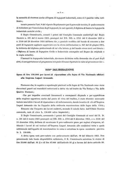 Deliberazioni del Regio Commissario