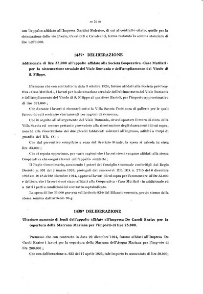 Deliberazioni del Regio Commissario