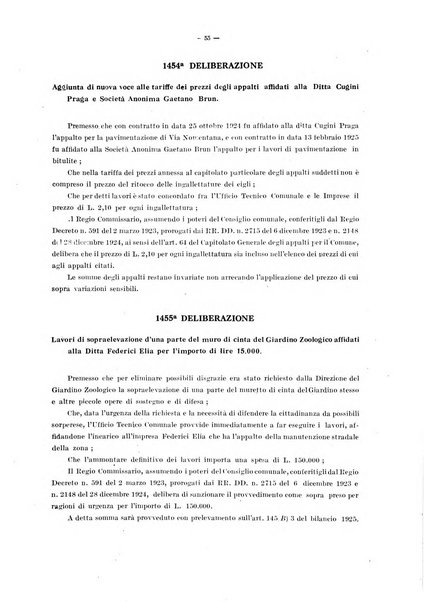 Deliberazioni del Regio Commissario