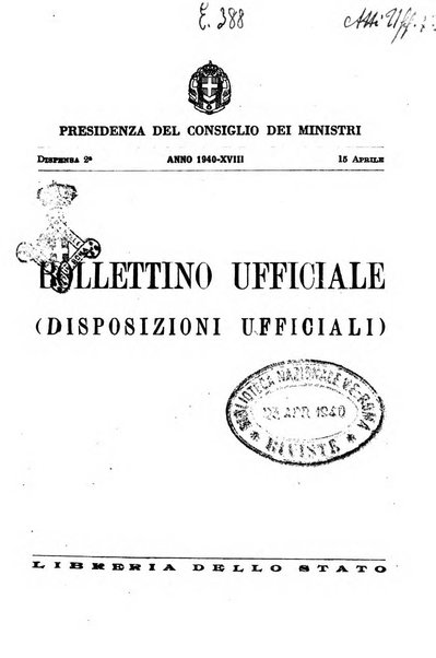 Bollettino ufficiale. Disposizioni ufficiali