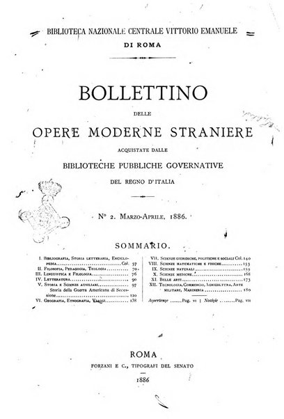 Bollettino delle opere moderne straniere acquistate dalle biblioteche pubbliche governative del Regno d'Italia