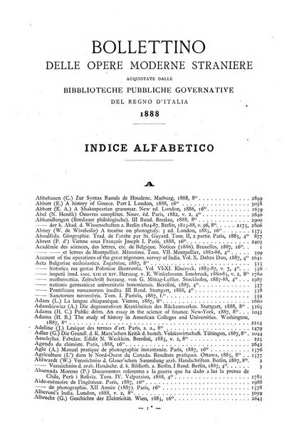 Bollettino delle opere moderne straniere acquistate dalle biblioteche pubbliche governative del Regno d'Italia