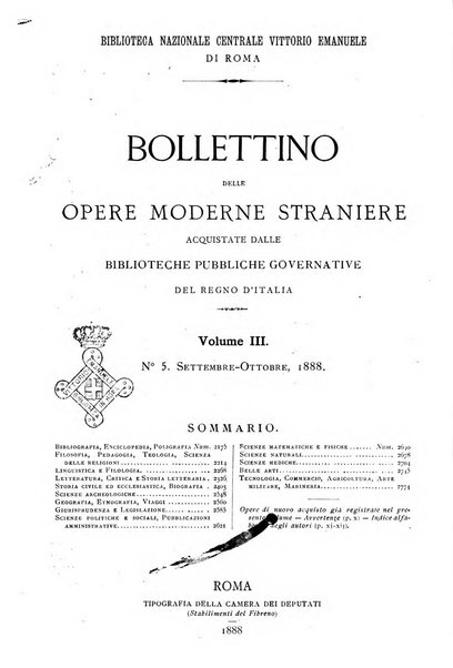 Bollettino delle opere moderne straniere acquistate dalle biblioteche pubbliche governative del Regno d'Italia