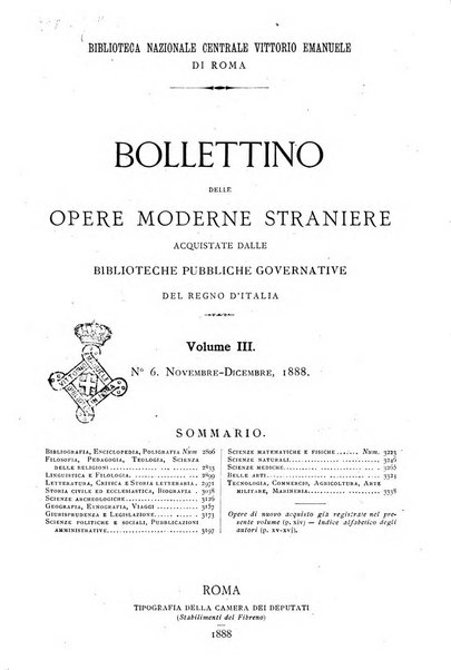 Bollettino delle opere moderne straniere acquistate dalle biblioteche pubbliche governative del Regno d'Italia