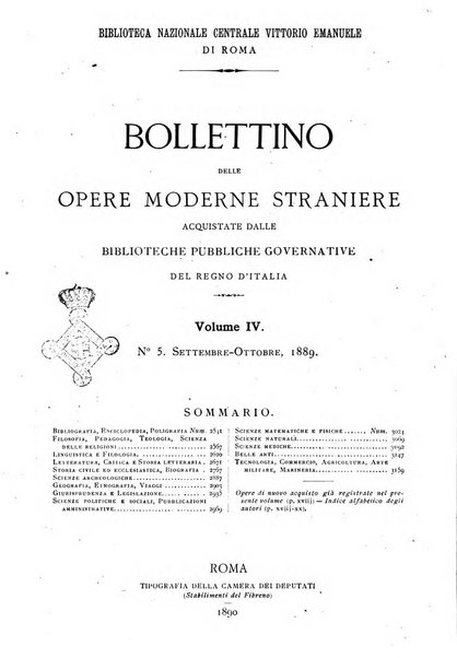 Bollettino delle opere moderne straniere acquistate dalle biblioteche pubbliche governative del Regno d'Italia