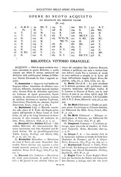 Bollettino delle opere moderne straniere acquistate dalle biblioteche pubbliche governative del Regno d'Italia