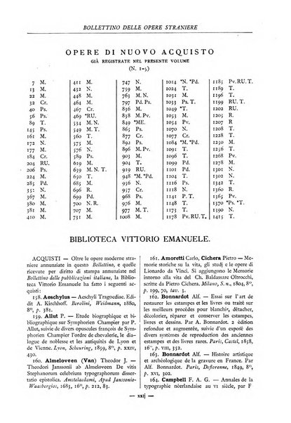 Bollettino delle opere moderne straniere acquistate dalle biblioteche pubbliche governative del Regno d'Italia