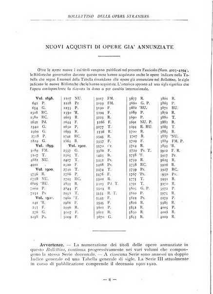 Bollettino delle opere moderne straniere acquistate dalle biblioteche pubbliche governative del Regno d'Italia