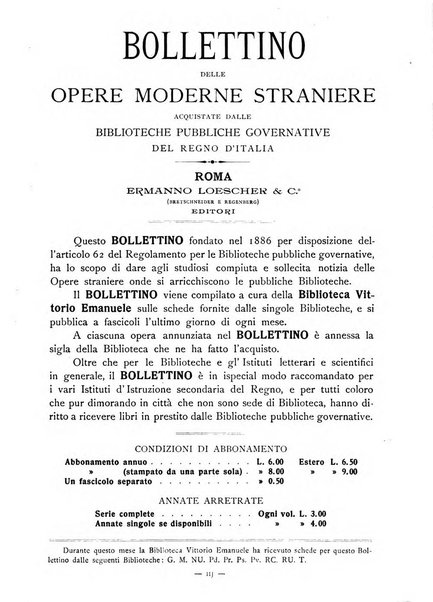 Bollettino delle opere moderne straniere acquistate dalle biblioteche pubbliche governative del Regno d'Italia