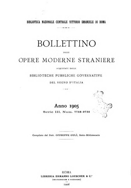 Bollettino delle opere moderne straniere acquistate dalle biblioteche pubbliche governative del Regno d'Italia