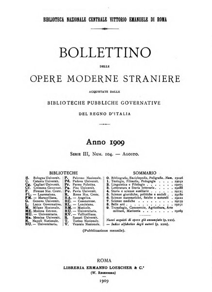 Bollettino delle opere moderne straniere acquistate dalle biblioteche pubbliche governative del Regno d'Italia