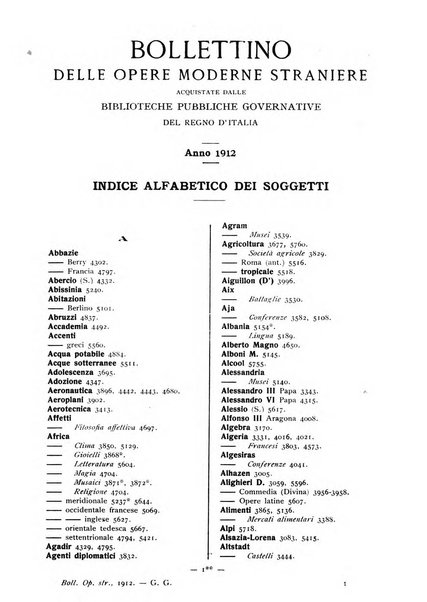 Bollettino delle opere moderne straniere acquistate dalle biblioteche pubbliche governative del Regno d'Italia