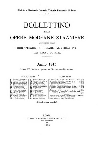 Bollettino delle opere moderne straniere acquistate dalle biblioteche pubbliche governative del Regno d'Italia