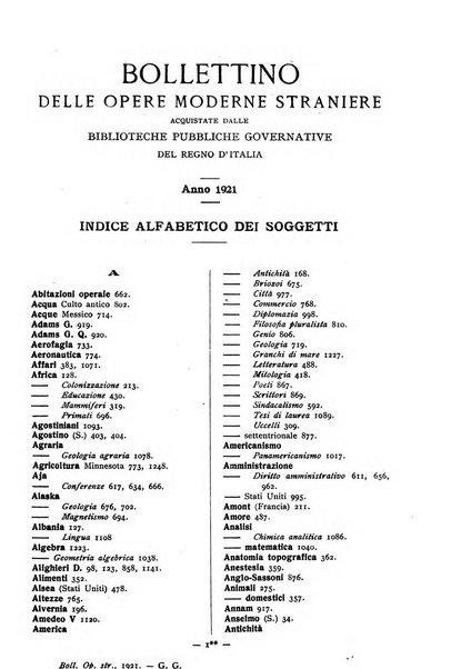 Bollettino delle opere moderne straniere acquistate dalle biblioteche pubbliche governative del Regno d'Italia