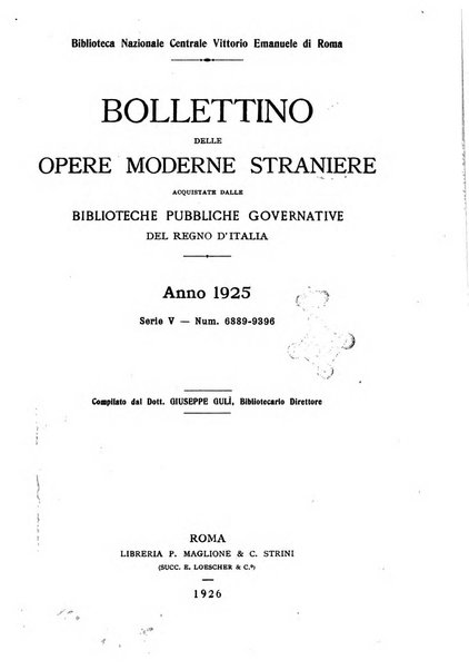 Bollettino delle opere moderne straniere acquistate dalle biblioteche pubbliche governative del Regno d'Italia