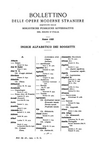 Bollettino delle opere moderne straniere acquistate dalle biblioteche pubbliche governative del Regno d'Italia