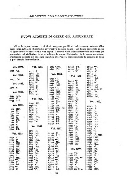 Bollettino delle opere moderne straniere acquistate dalle biblioteche pubbliche governative del Regno d'Italia