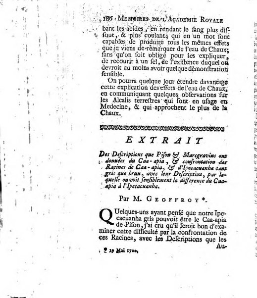 Histoire de l'Académie royale des sciences avec les Mémoires de mathematique & de physique, pour la même année, tires des registres de cette Académie.