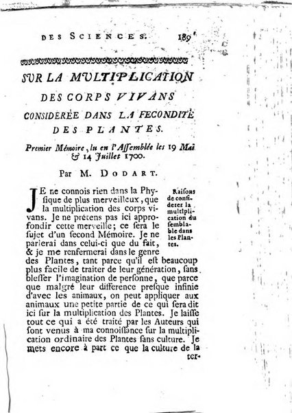 Histoire de l'Académie royale des sciences avec les Mémoires de mathematique & de physique, pour la même année, tires des registres de cette Académie.