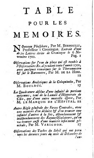 Histoire de l'Académie royale des sciences avec les Mémoires de mathematique & de physique, pour la même année, tires des registres de cette Académie.